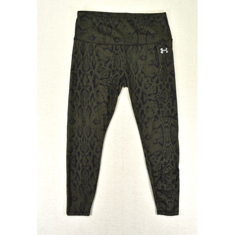 Under Armour All Season Womens L Olive Green Snakeskin Print Fitted Leggings